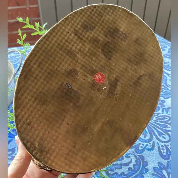 VINTAGE BRASS PLANTER WITH FAUX GREENERY - Picture 3 of 11